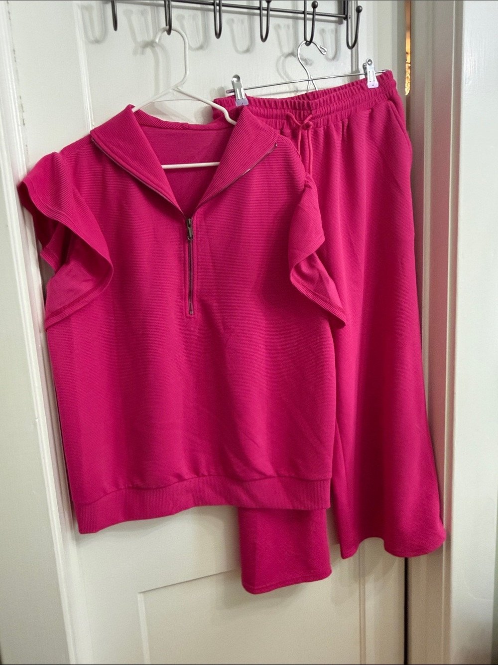 Amazon Girls Hot Pink Zip-Front Pajama Set